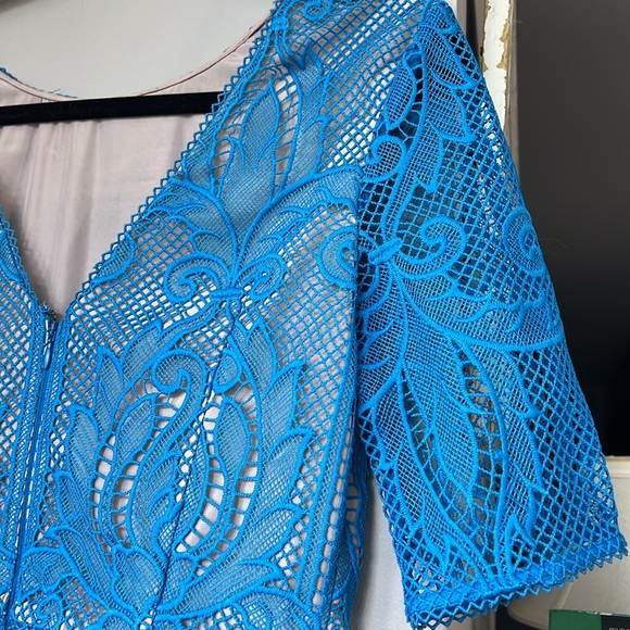 REISS Blue Zola Lace Fitted Dress, size 10 - Picture 7 of 16